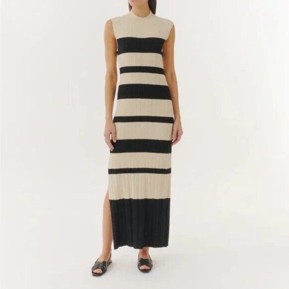 ATM Striped Ribbed-Knit Maxi Knit Dress M - Picture 1 of 16